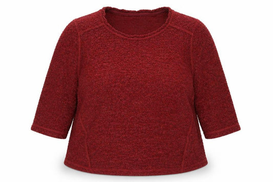 Front view of Indigo Collection women’s purple round neck acrylic jumper, size UK 18