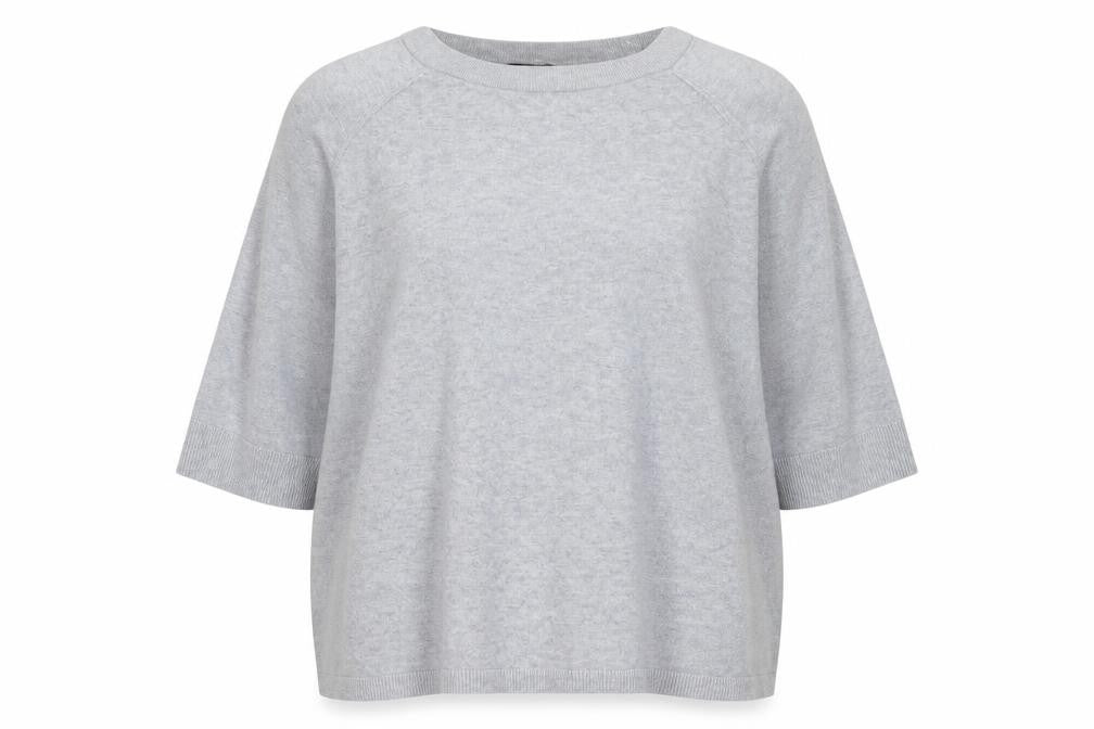 Front view of Vera Moda women’s grey round neck viscose jumper, size M