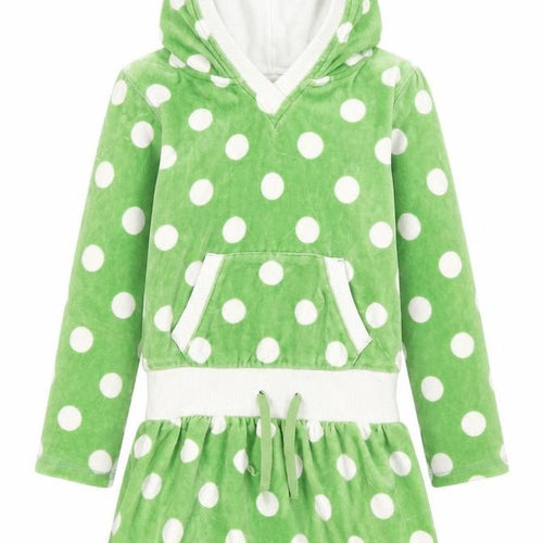 John Lewis Girls Green Polka Dot Cotton Jumper Dress  Size 6 Years  V-Neck