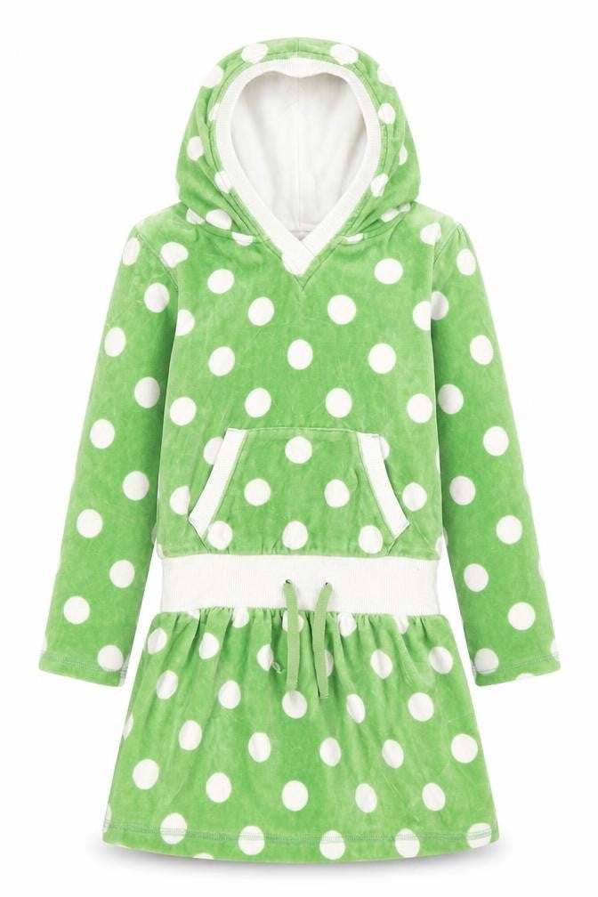 John Lewis Girls Green Polka Dot Cotton Jumper Dress  Size 6 Years  V-Neck