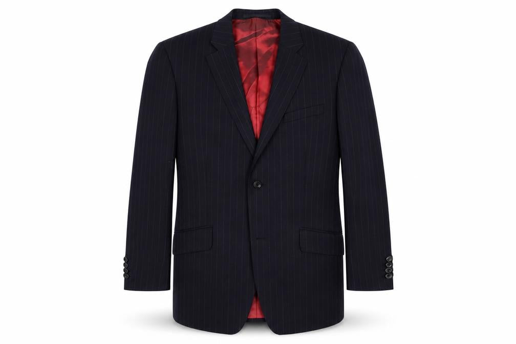 Remus Uomo Mens Blue Striped Wool Jacket Suit Jacket