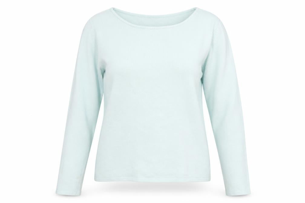 Front view of George women’s green round neck acrylic jumper, size UK 12