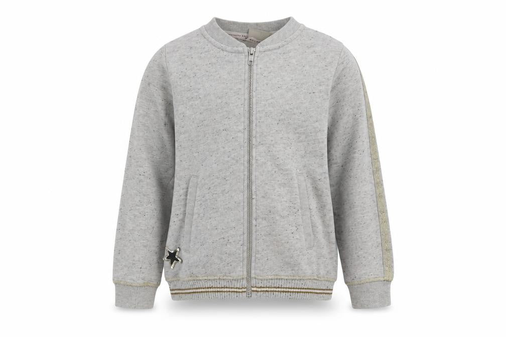 NEXT Girls Grey Striped Cotton Full Zip Sweatshirt Size 9 Years  Zip