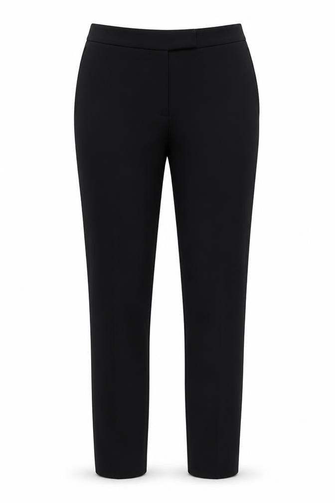 Front view of H&M women’s black polyester dress pants trousers, size UK 6, 32-inch leg regular hook & loop