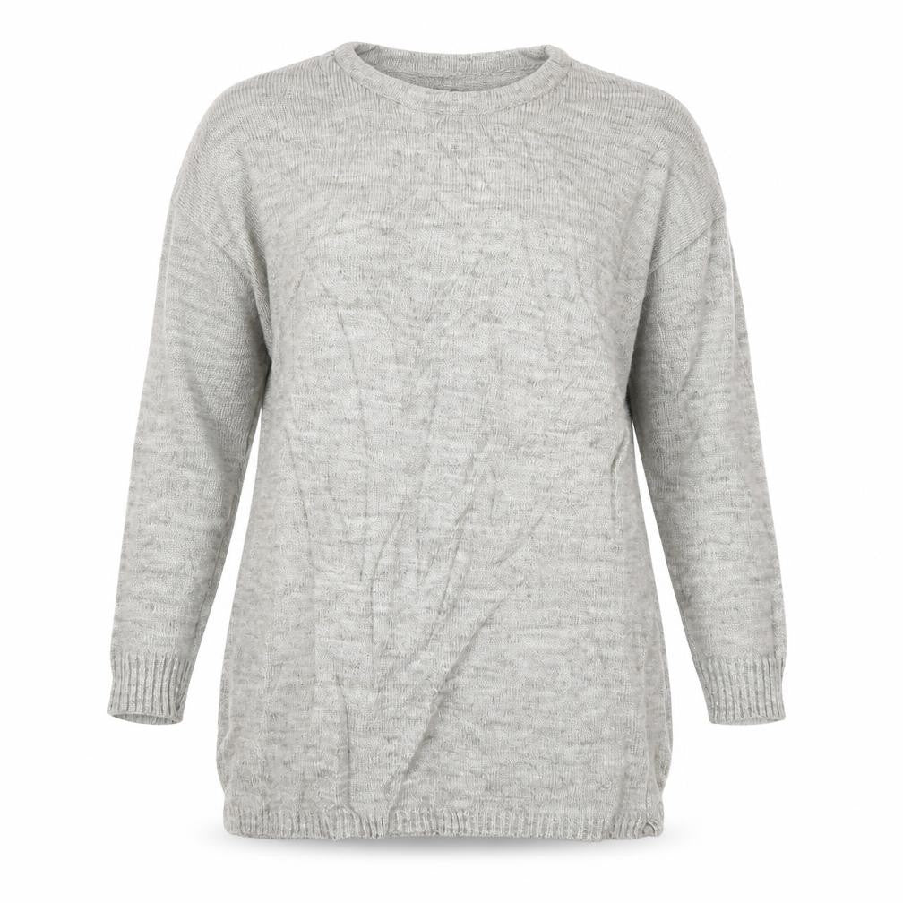 Front view of VILA women’s beige crew neck acrylic jumper, size XS