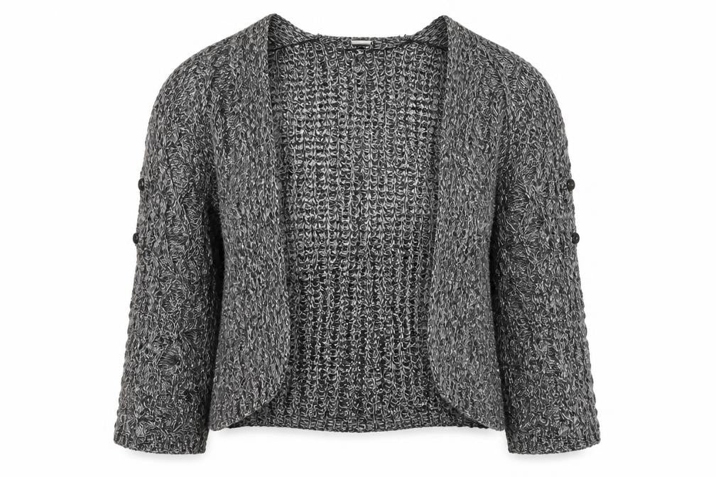JUNAROSE Womens Grey V-Neck  Acrylic Cardigan Jumper Size S