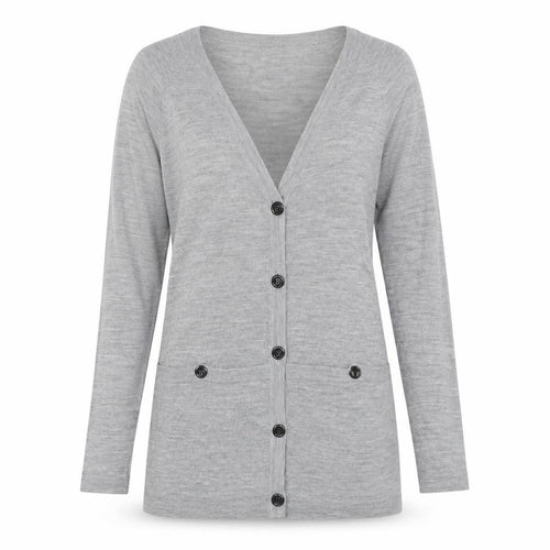 VERO MODA Womens Grey Round Neck  Acrylic Cardigan Jumper Size S