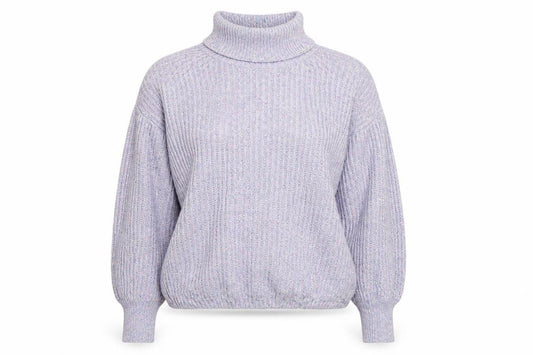 Front view of H&M women’s blue round neck cotton jumper, size S