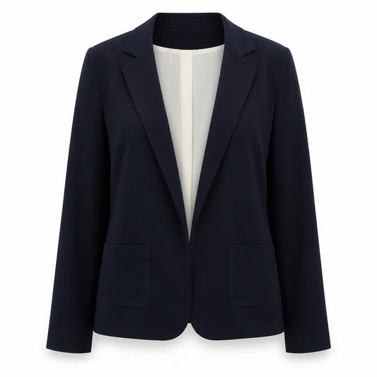 Front view of Atmosphere women’s blue polyester jacket blazer, size UK 8