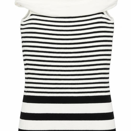 Coast Womens White Roll Neck Striped Viscose Vest Jumper Size 8   - Black