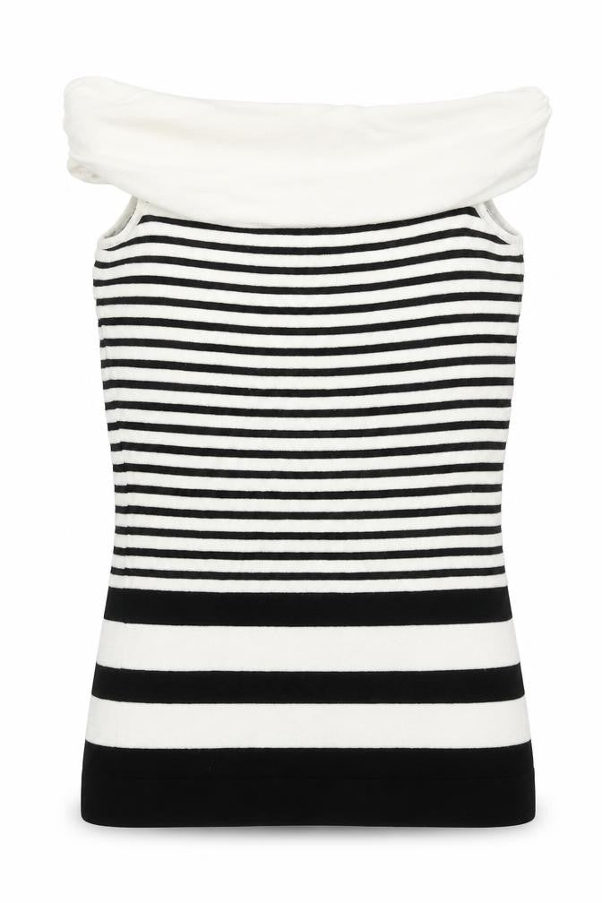 Coast Womens White Roll Neck Striped Viscose Vest Jumper Size 8   - Black