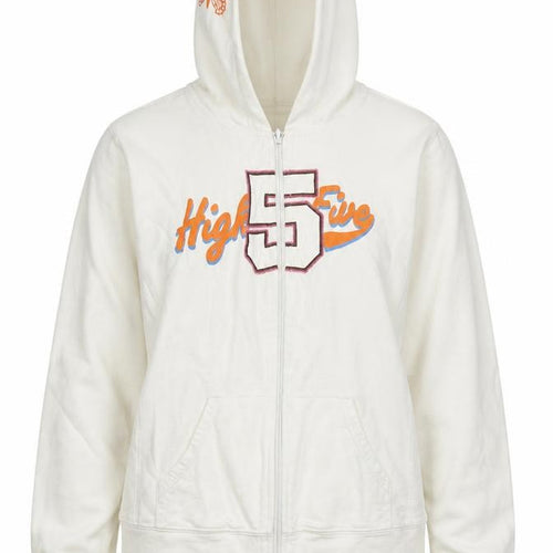 Stradivarius Womens White  Cotton Full Zip Hoodie Size S  Zip - High Five