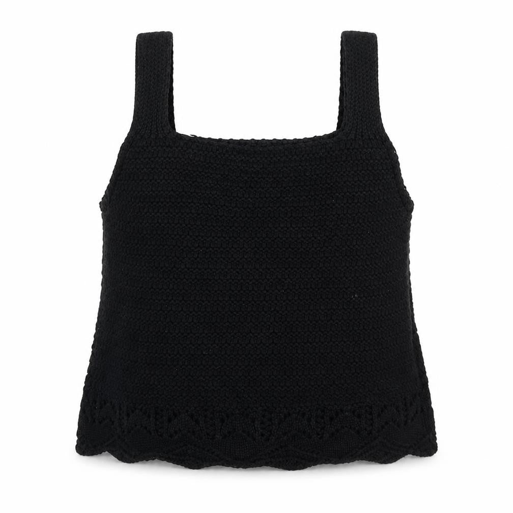 TU Girls Black  Cotton Cropped Tank Size 5 Years Square Neck