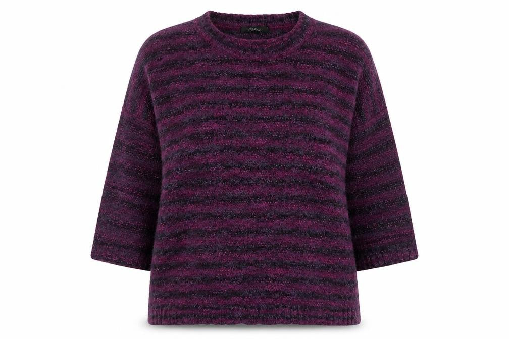 Front view of Bonmarché women’s purple crew neck acrylic jumper, size L