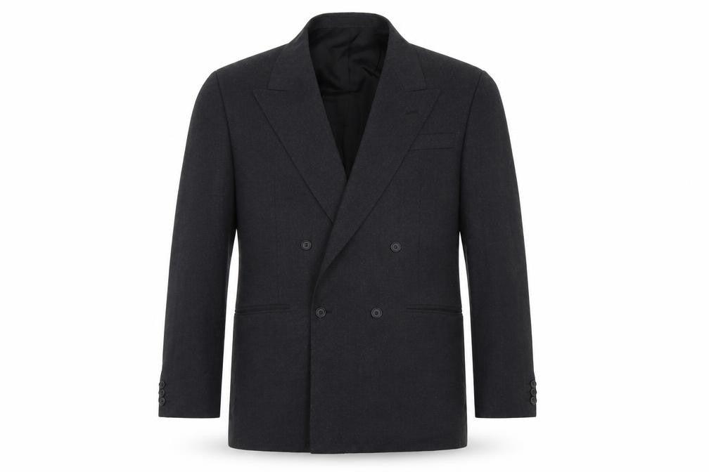 Front view of Pinstripe men’s grey wool jacket blazer, size 42
