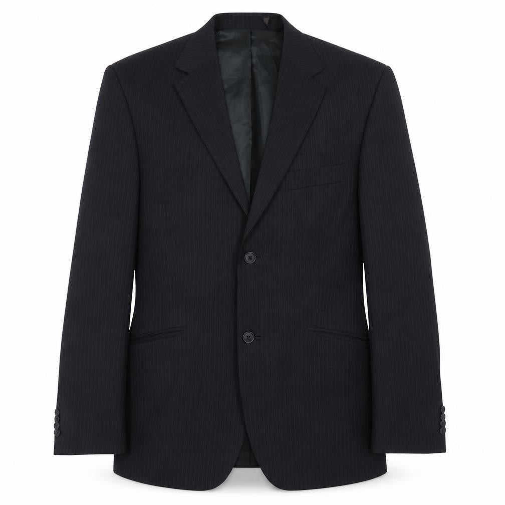 George Mens Black Striped Polyester Jacket Blazer Size 40