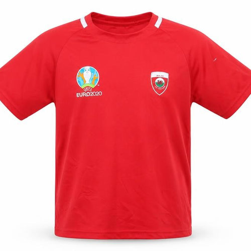 EURO2020 Boys Red  Polyester Jersey T-Shirt Size 9-10 Years Round Neck  - wales euro 2020