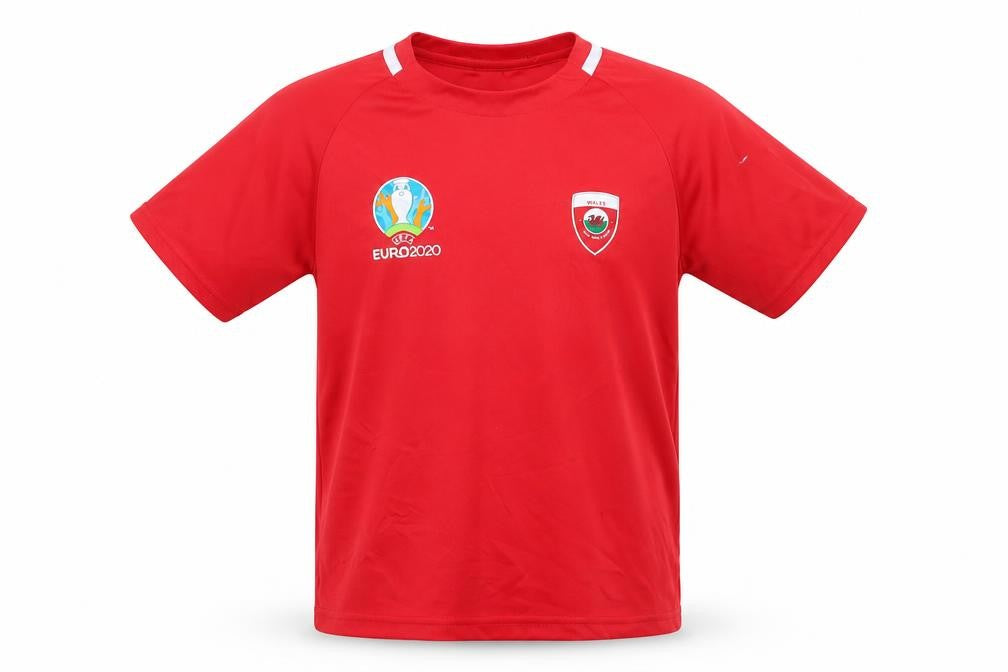 EURO2020 Boys Red  Polyester Jersey T-Shirt Size 9-10 Years Round Neck  - wales euro 2020