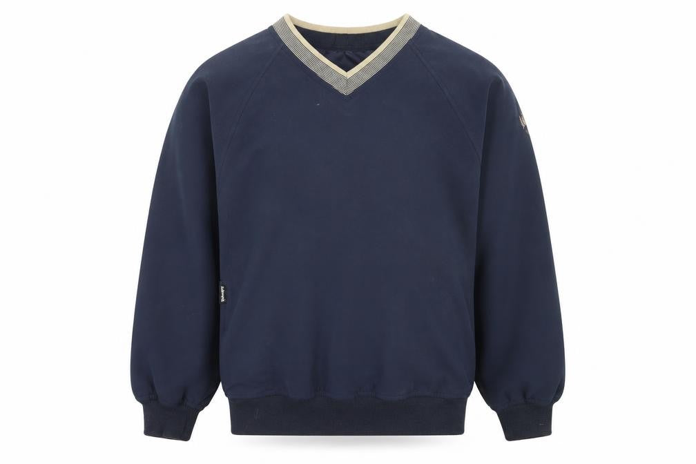 Front view of Ashworth boys’ blue polyester pullover sweatshirt, size 9-10, years