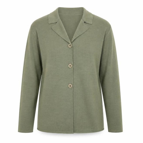 Preworn Womens Green Collared  Acrylic Cardigan Jumper Size M