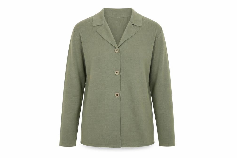 Preworn Womens Green Collared  Acrylic Cardigan Jumper Size M