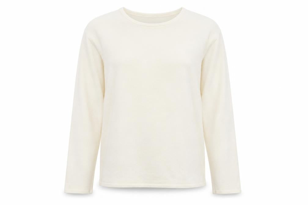 Front view of Bonmarché women’s white acrylic pullover sweatshirt, size L, pullover