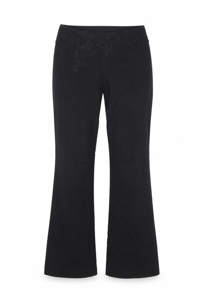 Front view of Oasis women’s black nylon trousers, size UK 10, 30-inch leg regular