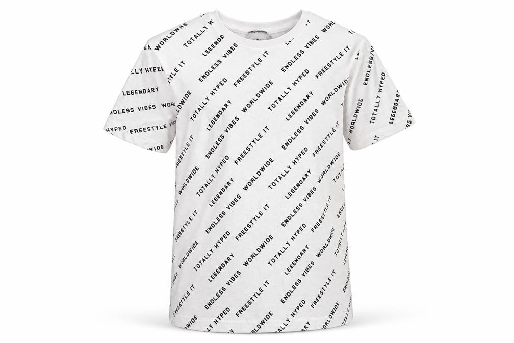 Front view of George boys’ white cotton basic t-shirt, size 7-8, years round neck