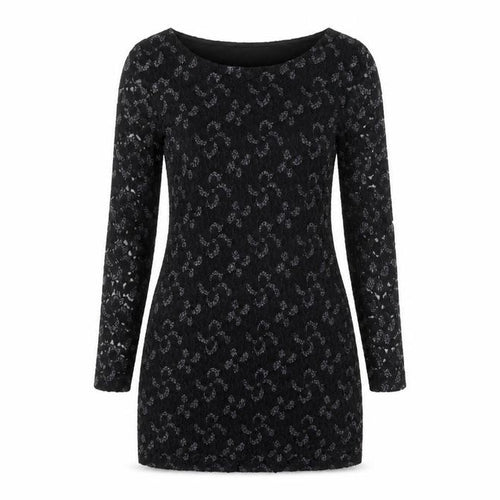 Mela Loves London Womens Black Floral Polyester Bodycon  Size 10  Round Neck  - Lace Overlay