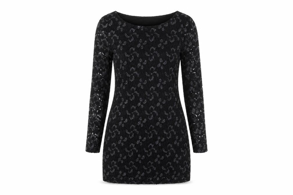 Mela Loves London Womens Black Floral Polyester Bodycon  Size 10  Round Neck  - Lace Overlay