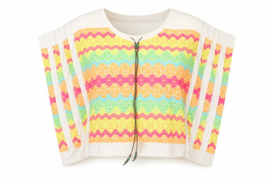 Front view of QED women’s multicoloured geometric polyester basic blouse, size M, round neck