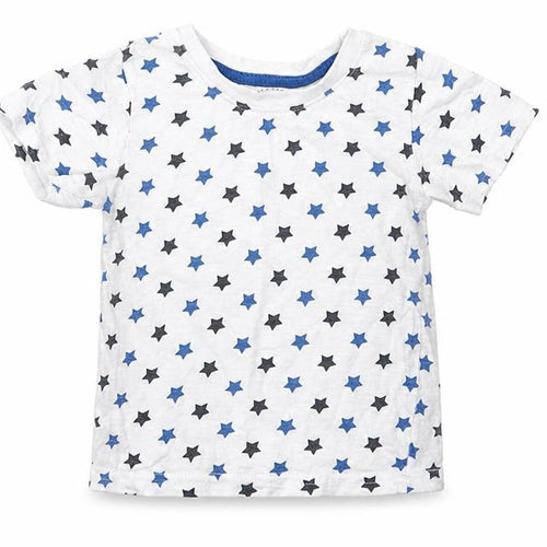 Primark Baby White Geometric Cotton Basic T-Shirt Size 12-18 Months Crew Neck  - Star Print