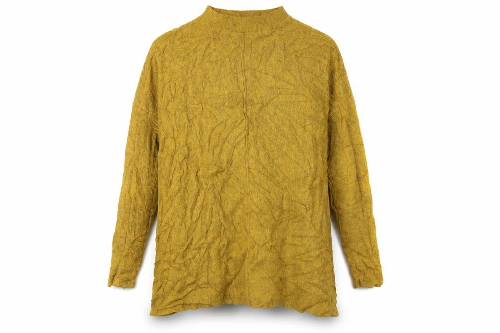 Front view of Atmosphere women’s green round neck acrylic jumper, size UK 10