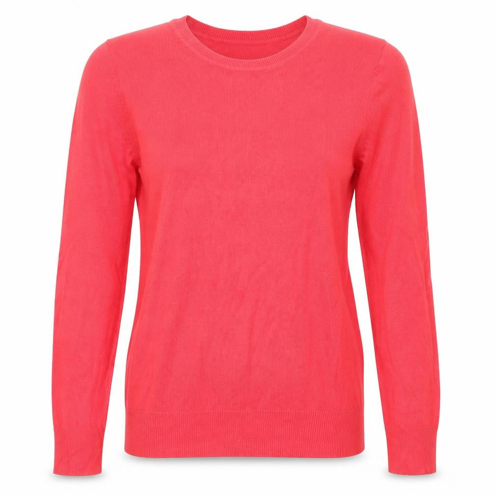 Front view of Peacocks women’s pink round neck viscose jumper, size UK 8