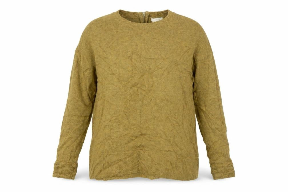 Front view of H&M women’s green crew neck polyester jumper, size M