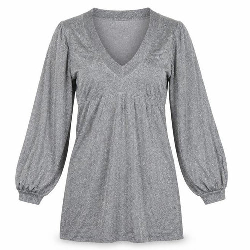Topshop Womens Grey  Viscose T-Shirt Dress  Size 10  V-Neck Pullover