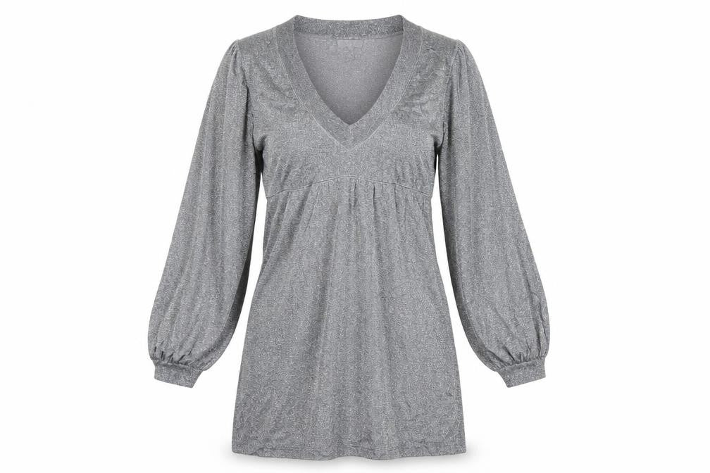 Topshop Womens Grey  Viscose T-Shirt Dress  Size 10  V-Neck Pullover