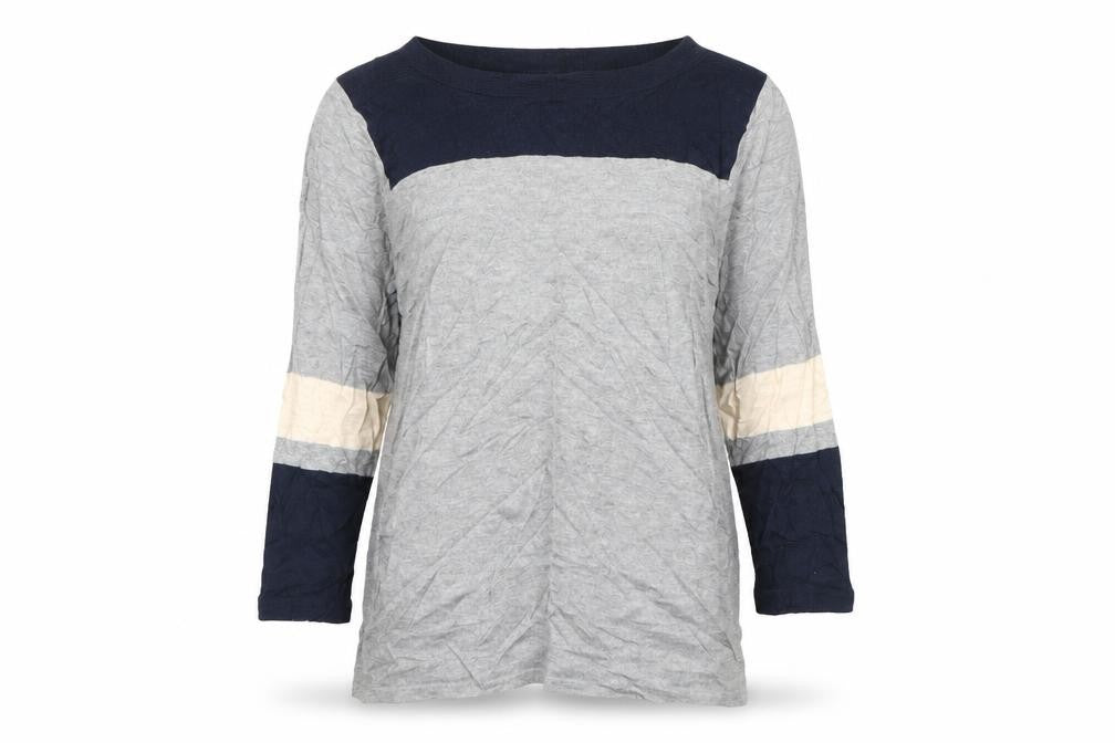 Front view of Next women’s grey boat neck cotton jumper, size UK 10