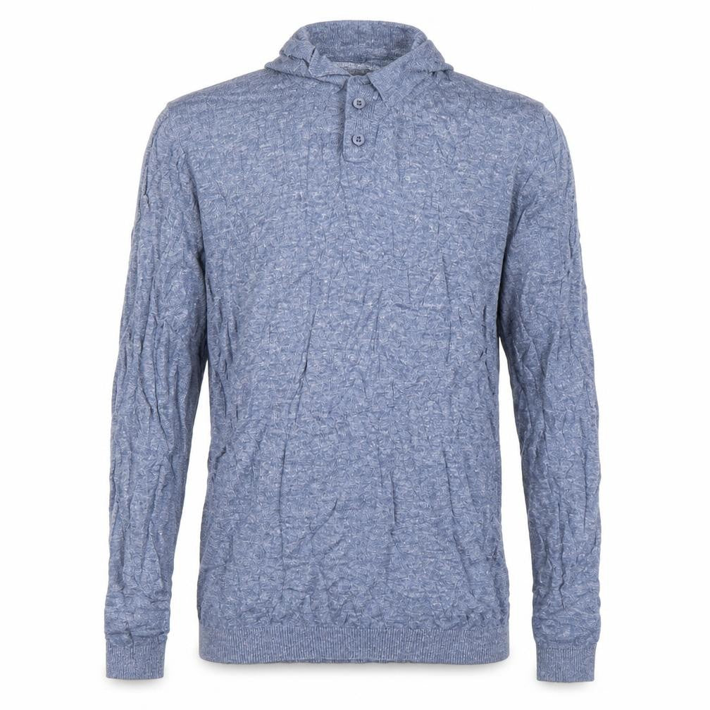 Front view of ASOS men’s blue collared cotton jumper, size M