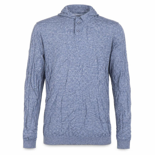 Front view of ASOS men’s blue collared cotton jumper, size M