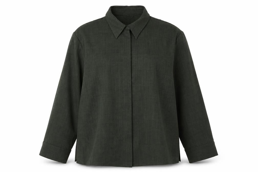 Front view of Marco Giordani women’s green jacket blazer, size UK 20, zip