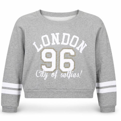 915 Generation Girls Grey  Cotton Pullover Sweatshirt Size 14-15 Years   - Cropepd