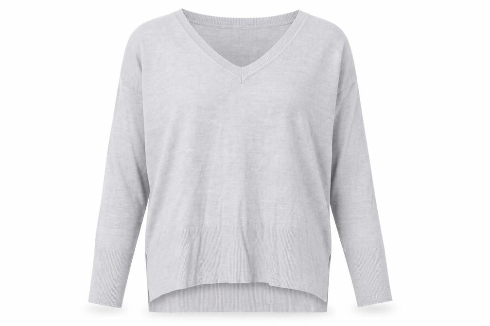 Dorothy Perkins Womens Grey V-Neck  Acrylic Pullover Jumper Size 14