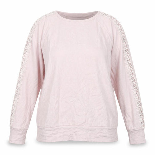 M&Co Womens Pink  Viscose Pullover Sweatshirt Size 12   - Lace Sleeve Detail