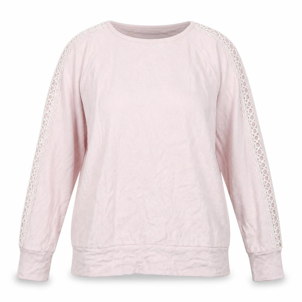 M&Co Womens Pink  Viscose Pullover Sweatshirt Size 12   - Lace Sleeve Detail