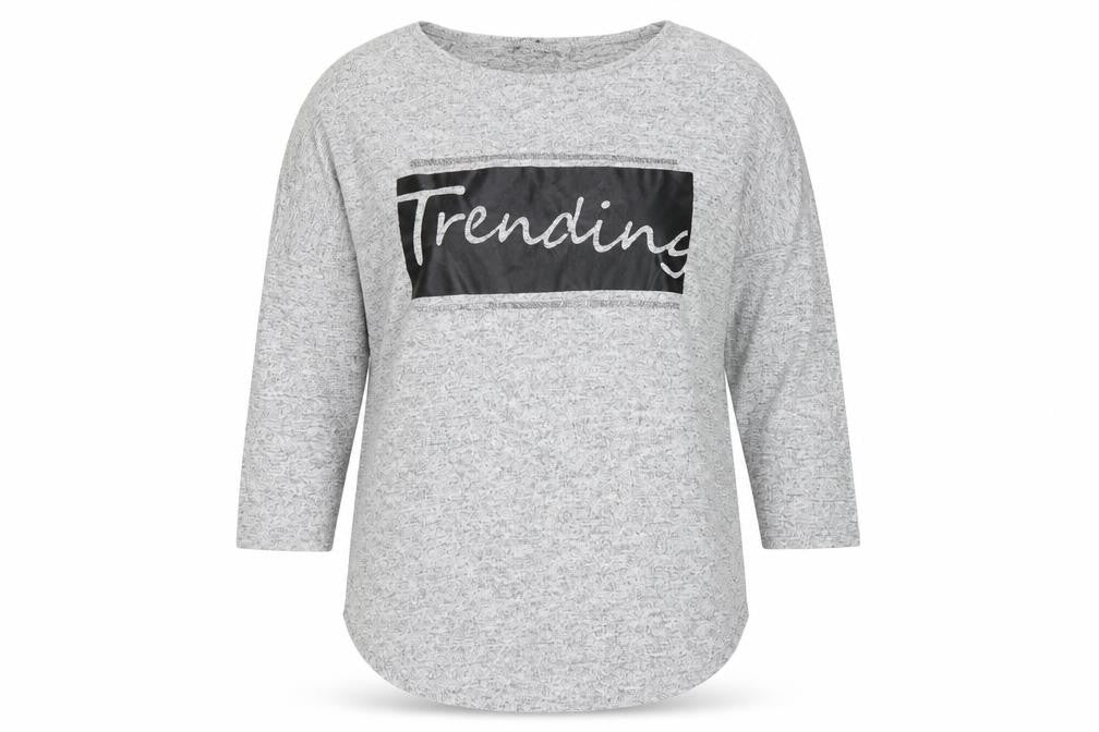 Select Womens Grey  Polyester Basic T-Shirt Size 12 Round Neck