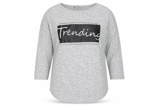 Front view of Select women’s grey polyester basic t-shirt, size UK 12, round neck