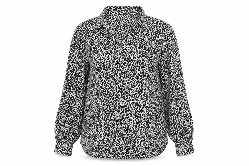 F&F Womens Multicoloured Animal Print Polyester Basic Button-Up Size 10 Collared