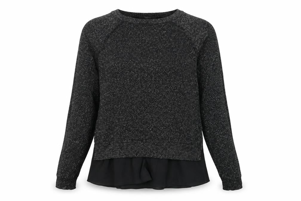 Front view of Next women’s black round neck viscose jumper, size UK 6