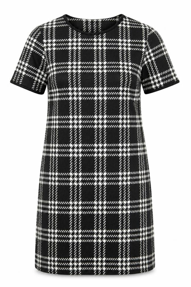 Front view of Cameo Rose women’s black polyester shift, size UK 8, round neck